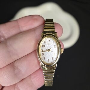 Timex Gold-Tone Watch with White Face